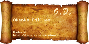 Okenka Dénes névjegykártya